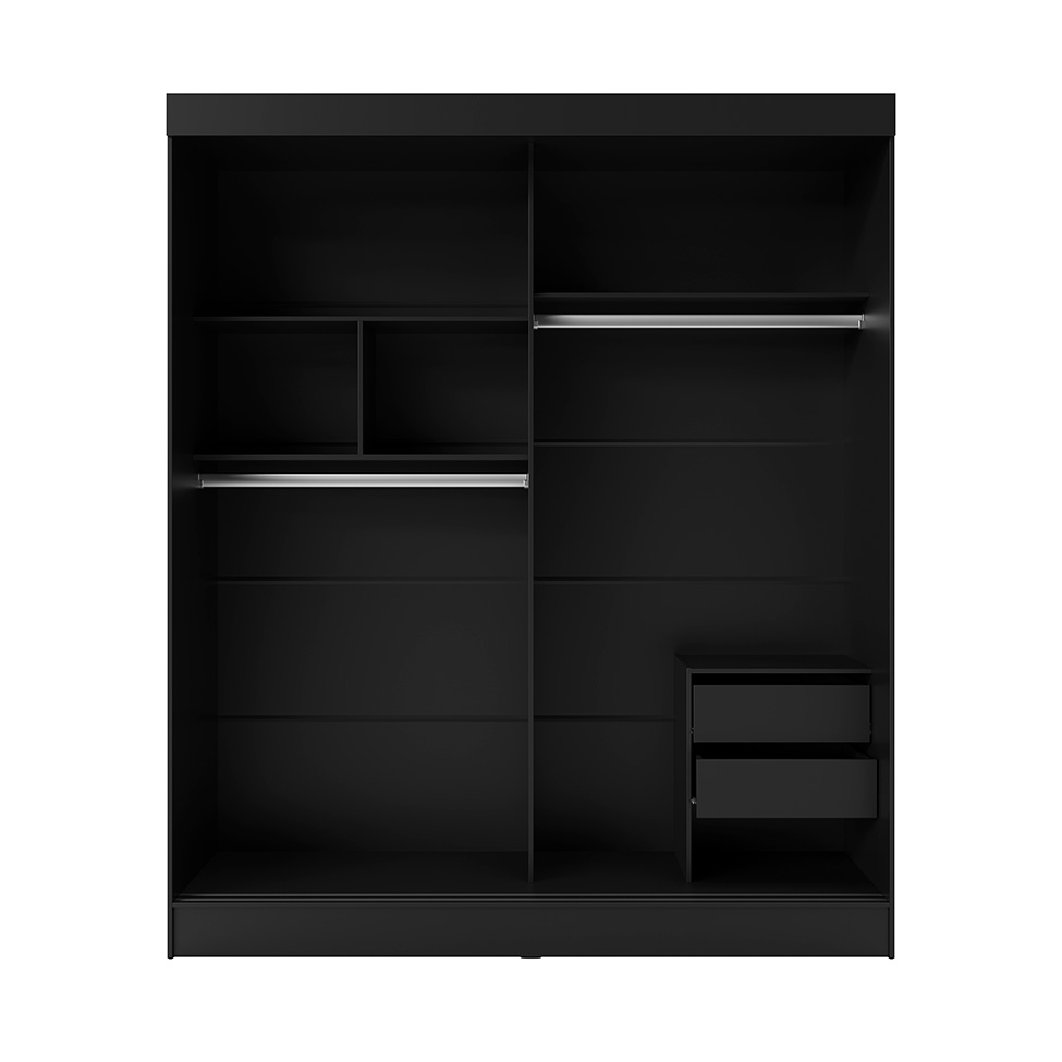 Guarda-Roupa Casal com Espelho Karina 2 Portas 2 Gavetas Preto
