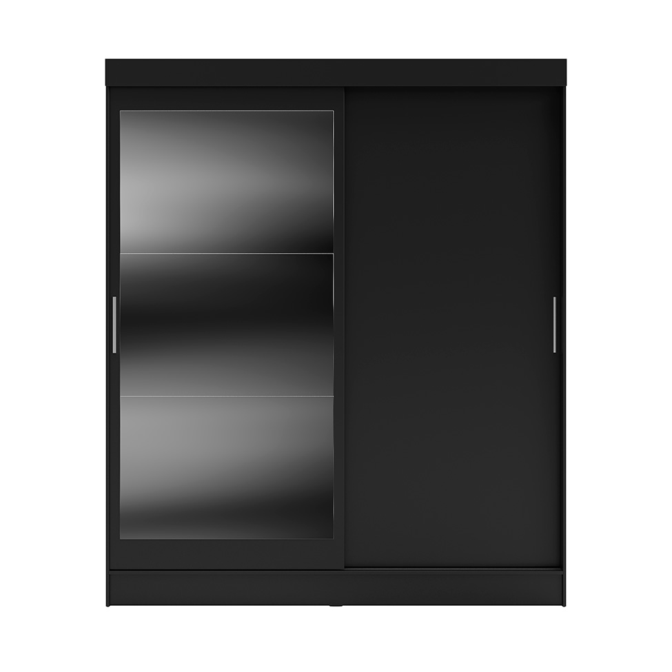 Guarda-Roupa Casal com Espelho Karina 2 Portas 2 Gavetas Preto
