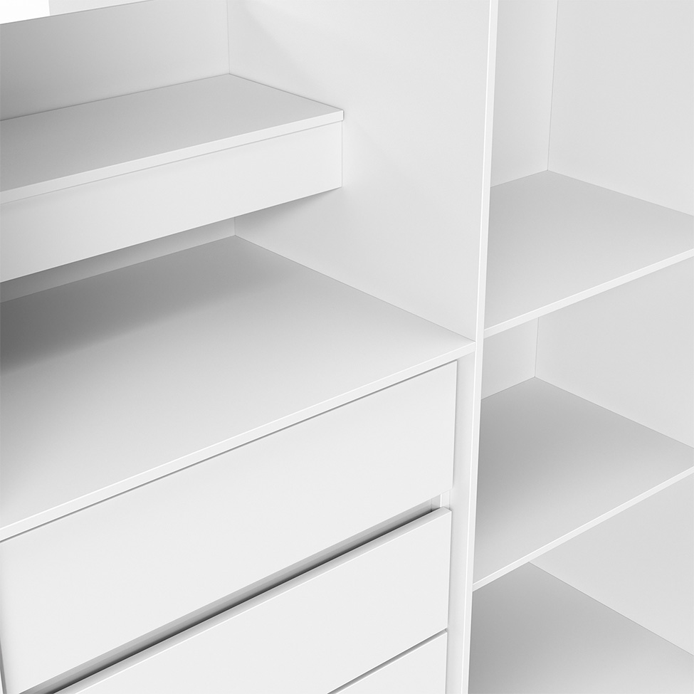 Guarda-Roupa Casal com Espelho e Penteadeira Grécia 2 Portas 4 Gavetas Branco