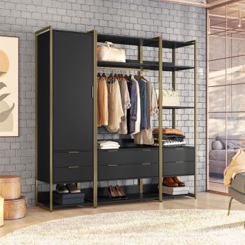 Guarda-Roupa Closet Industrial Mital 1 PT 6 GV Preto e Dourado é boa?