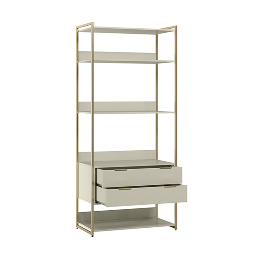 Guarda-Roupa Closet Industrial Mital 1 PT 8 GV Off White e Dourado