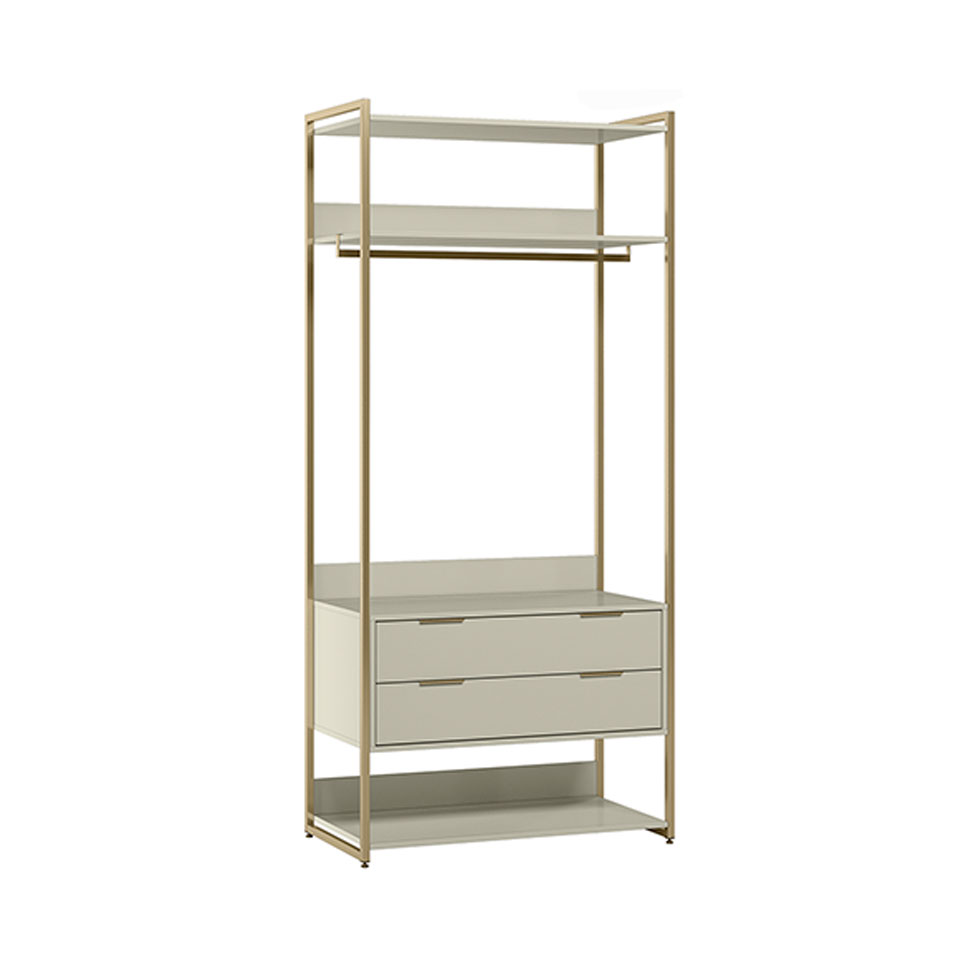 Guarda-Roupa Closet Industrial Mital 1 PT 8 GV Off White e Dourado