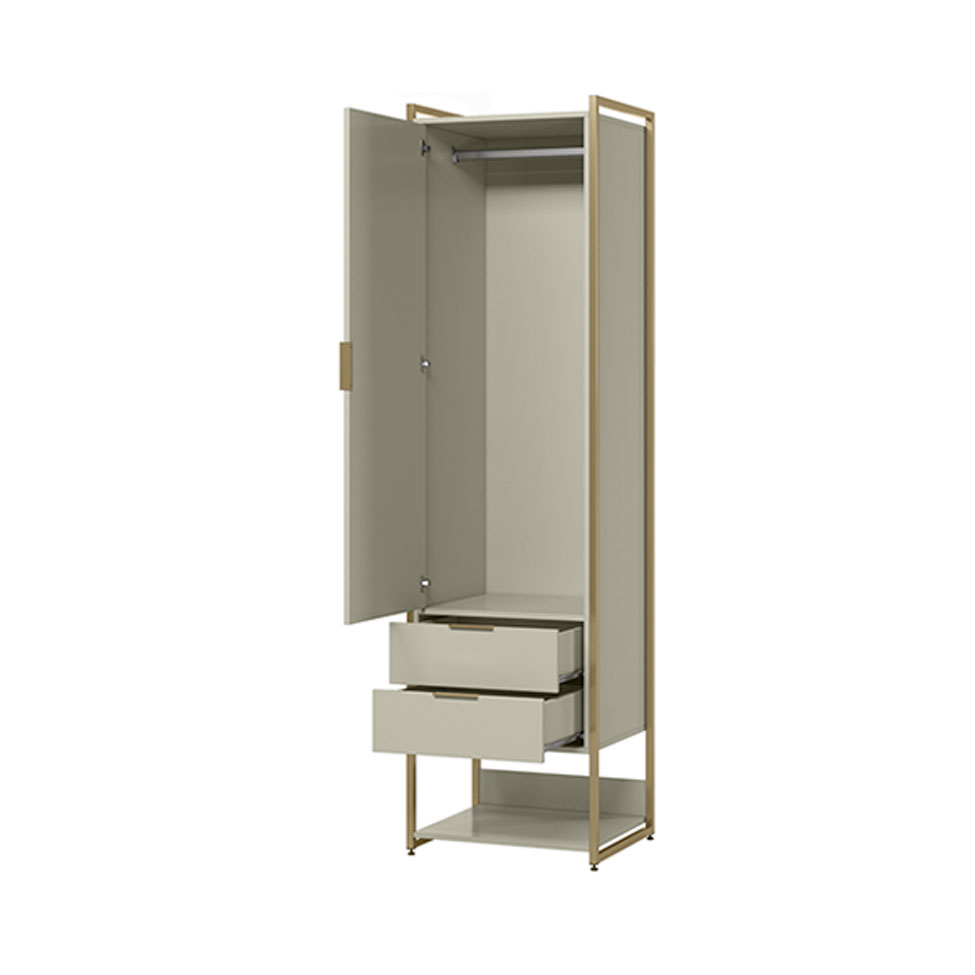Guarda-Roupa Closet Industrial Mital 1 PT 8 GV Off White e Dourado