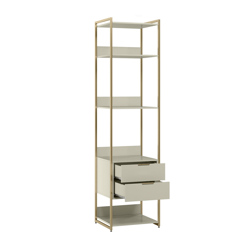 Guarda-Roupa Closet Industrial Mital 1 Porta 4 Gavetas Off White e Dourado
