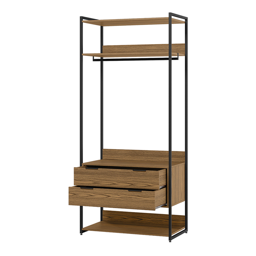 Guarda-Roupa Closet Industrial Mital 1 Porta 6 Gavetas Conhaque e Preto