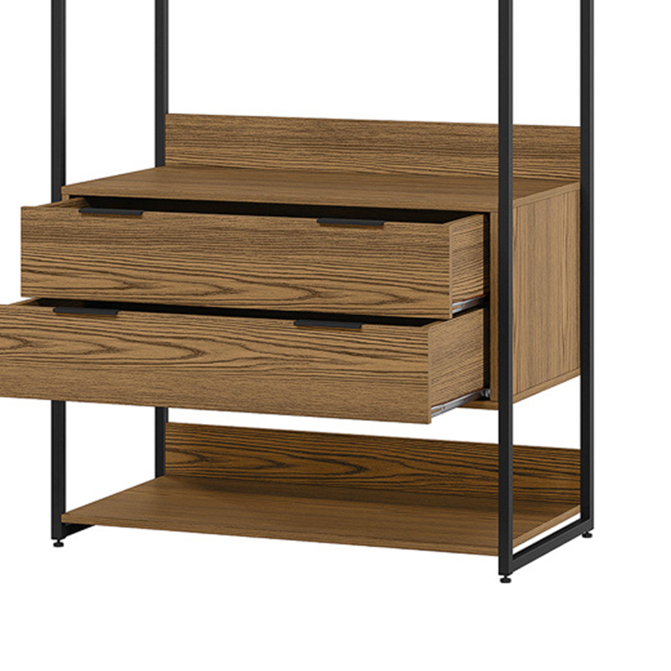 Guarda-Roupa Closet Industrial Mital 1 Porta 6 Gavetas Conhaque e Preto