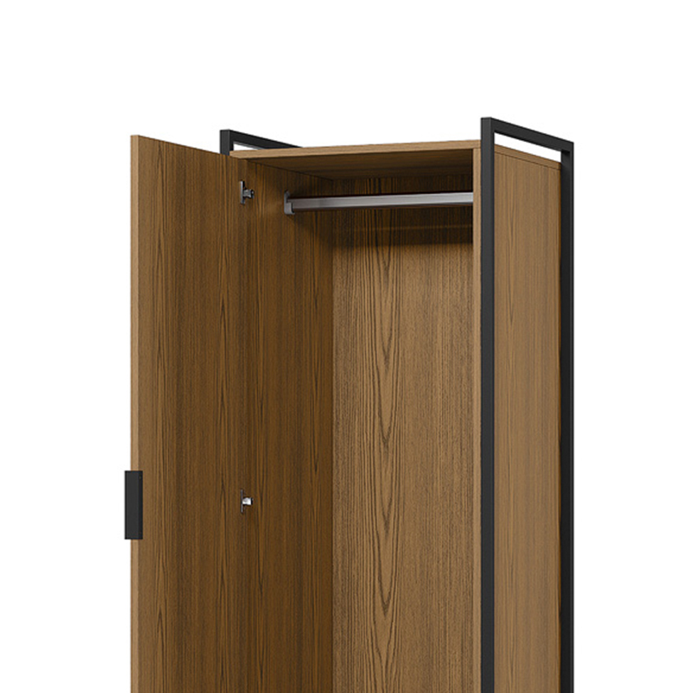 Guarda-Roupa Closet Industrial Mital 1 Porta 6 Gavetas Conhaque e Preto