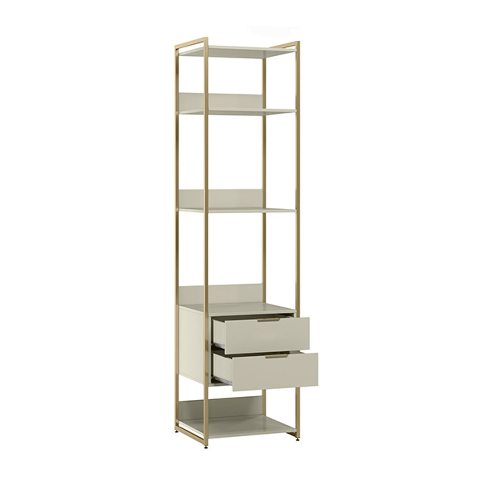 Guarda-Roupa Closet Industrial Mital 1 Porta 6 Gavetas Off White e Dourado