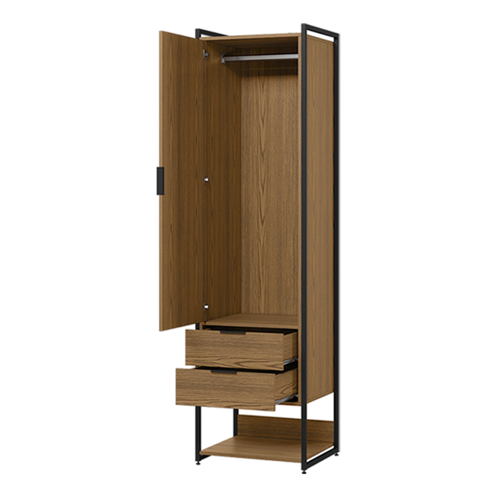 Guarda-Roupa Closet Industrial Mital 1 Porta 8 Gavetas Conhaque e Preto
