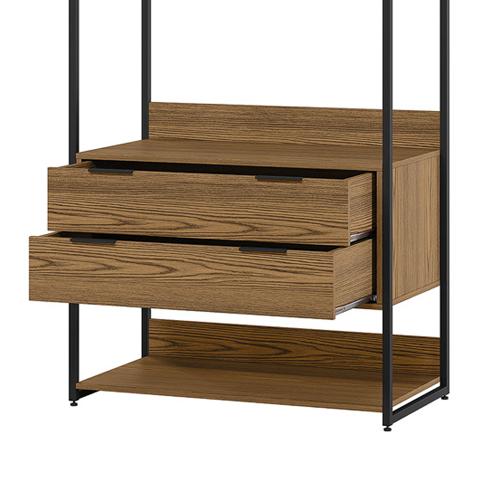 Guarda-Roupa Closet Industrial Mital 1 Porta 8 Gavetas Conhaque e Preto