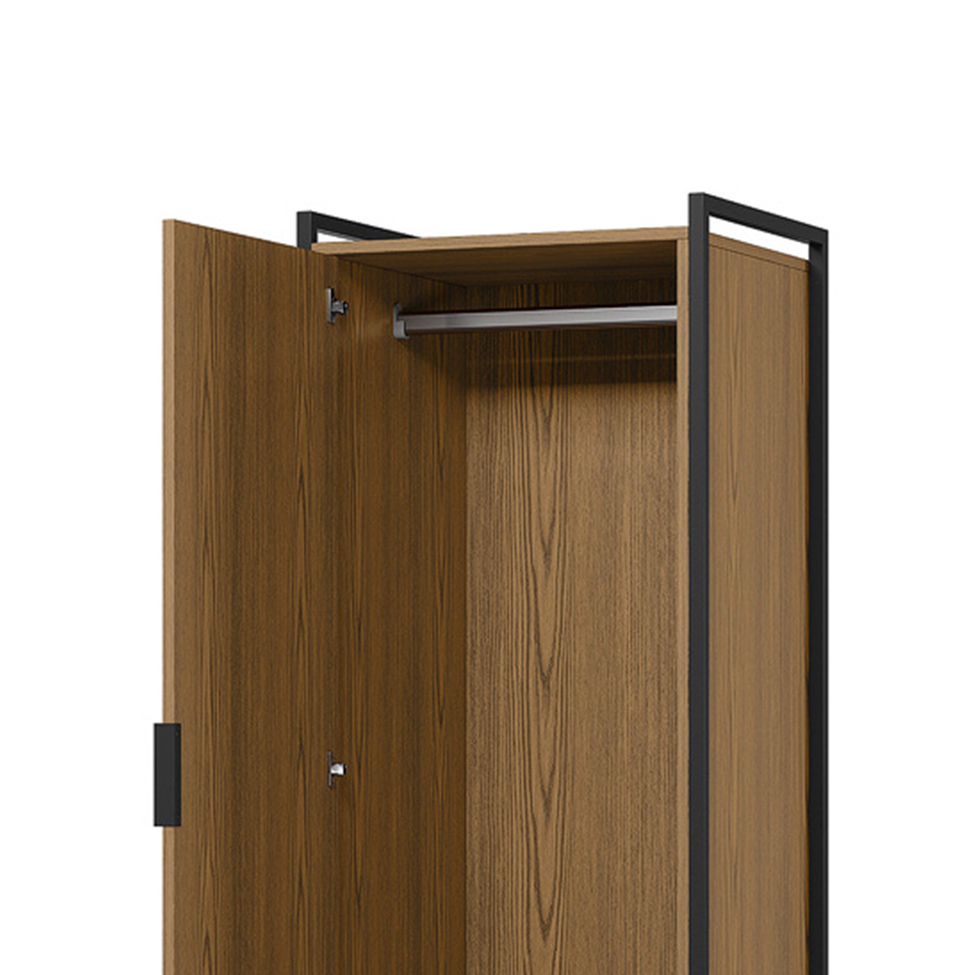 Guarda-Roupa Closet Industrial Mital 1 Porta 8 Gavetas Conhaque e Preto