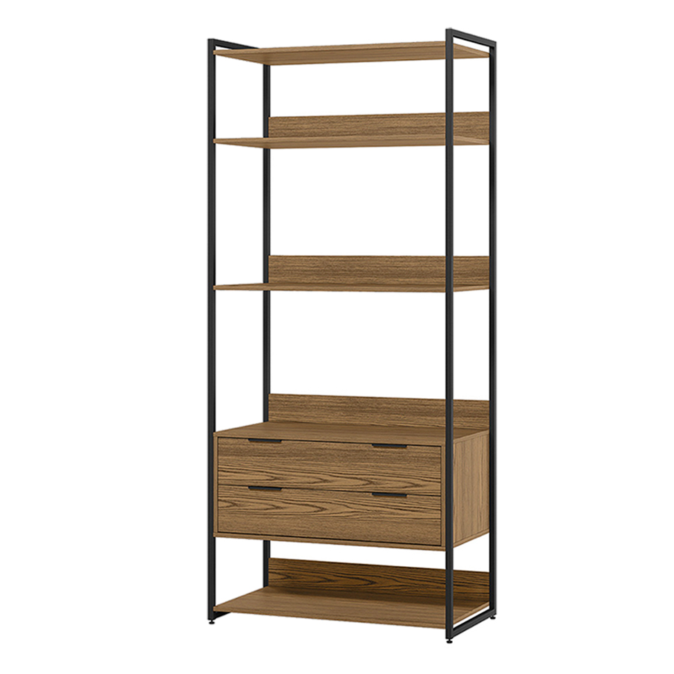 Guarda-Roupa Closet Industrial Mital 1 Porta 8 Gavetas Conhaque e Preto