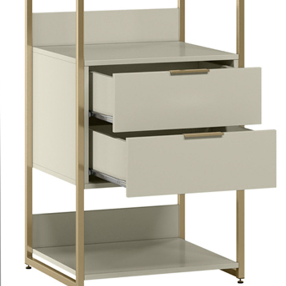 Guarda-Roupa Closet Industrial Mital 2 GV Off White e Dourado 54 cm