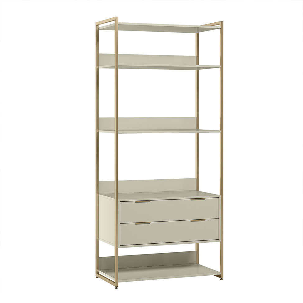 Guarda-Roupa Closet Industrial Mital 2 Gavetas Off White e Dourado 89 cm