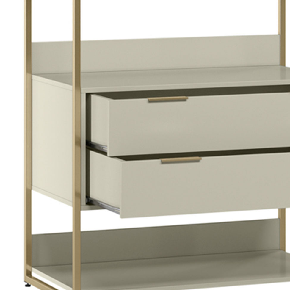 Guarda-Roupa Closet Industrial Mital 2 Gavetas Off White e Dourado 89 cm