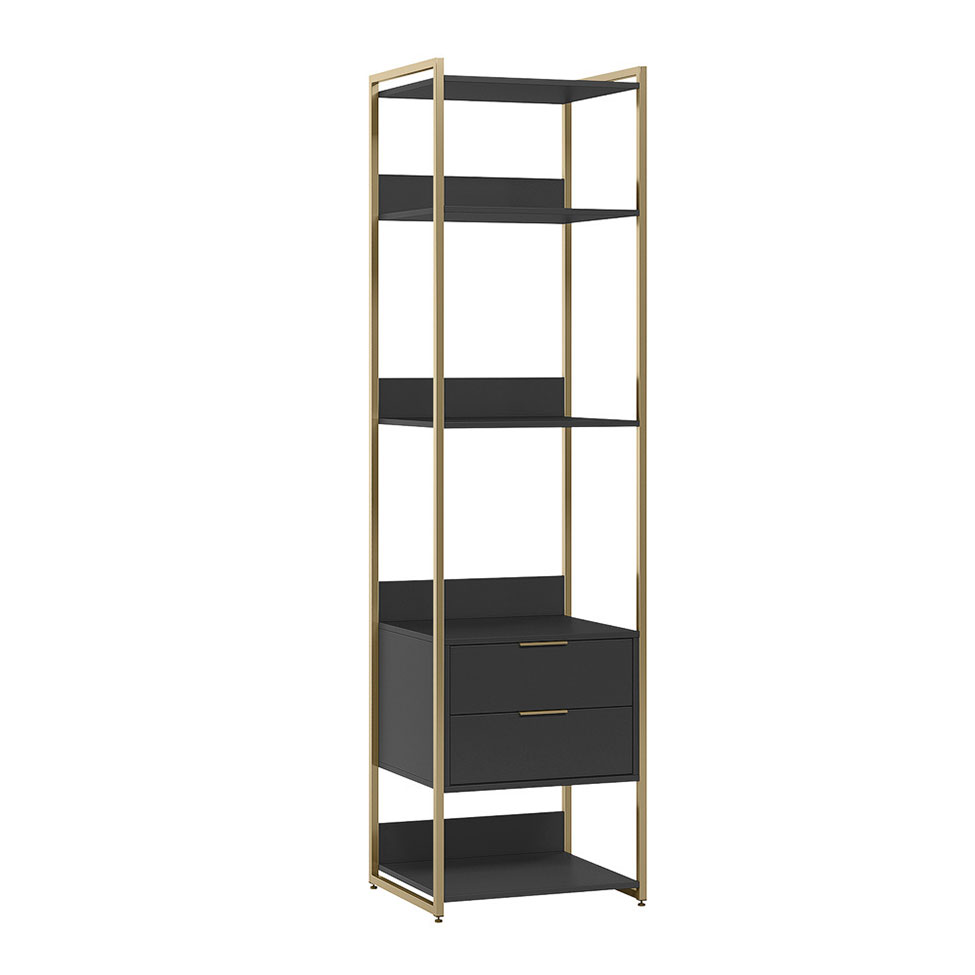 Guarda-Roupa Closet Industrial Mital 2 Gavetas Preto e Dourado 54 cm