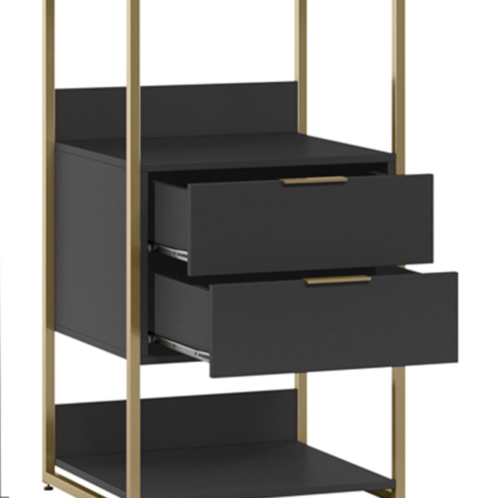 Guarda-Roupa Closet Industrial Mital 2 Gavetas Preto e Dourado 54 cm