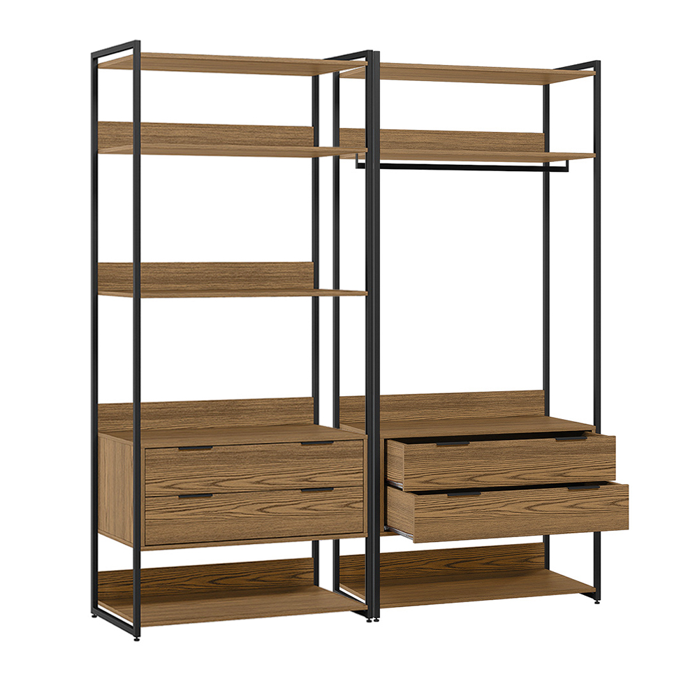 Guarda-Roupa Closet Industrial Mital 4 GV Conhaque e Preto 178 cm