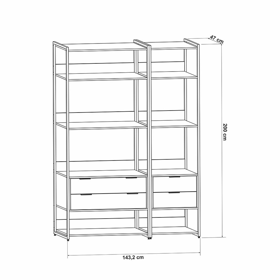 Guarda-Roupa Closet Industrial Mital 4 GV Off White e Dourado 143 cm