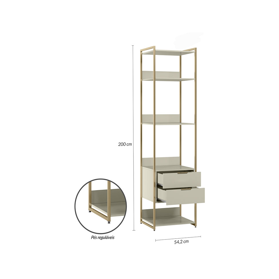 Guarda-Roupa Closet Industrial Mital 4 GV Off White e Dourado 143 cm