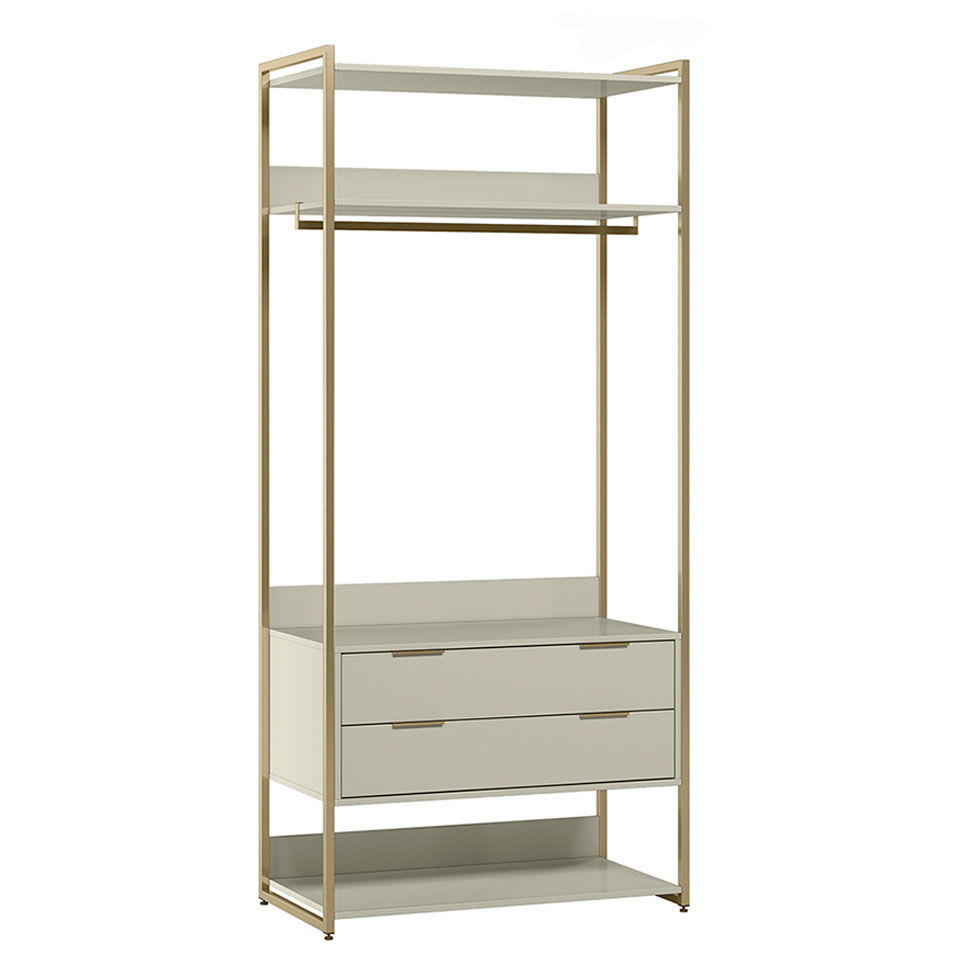 Guarda-Roupa Closet Industrial Mital 4 Gavetas Off White e Dourado 178 cm