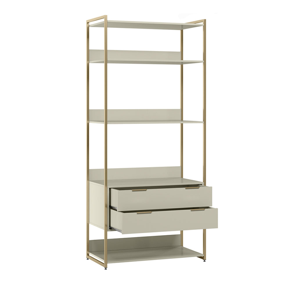 Guarda-Roupa Closet Industrial Mital 4 Gavetas Off White e Dourado 178 cm