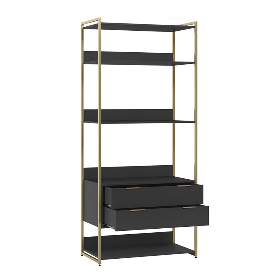 Guarda-Roupa Closet Industrial Mital 4 Gavetas Preto e Dourado 143 cm