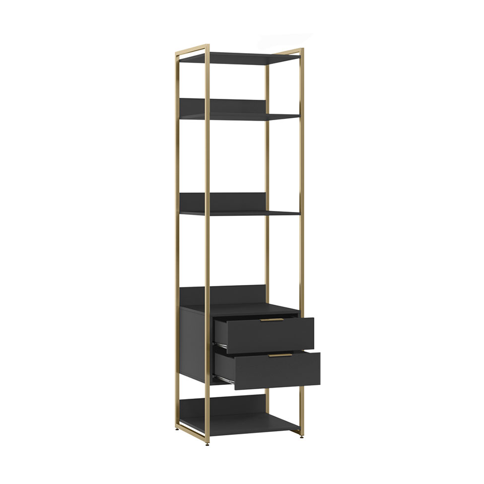Guarda-Roupa Closet Industrial Mital 4 Gavetas Preto e Dourado 143 cm