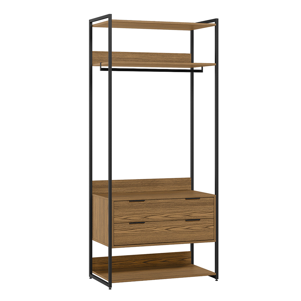 Guarda-Roupa Closet Industrial Mital com Cabideiro 2 GV Conhaque e Preto