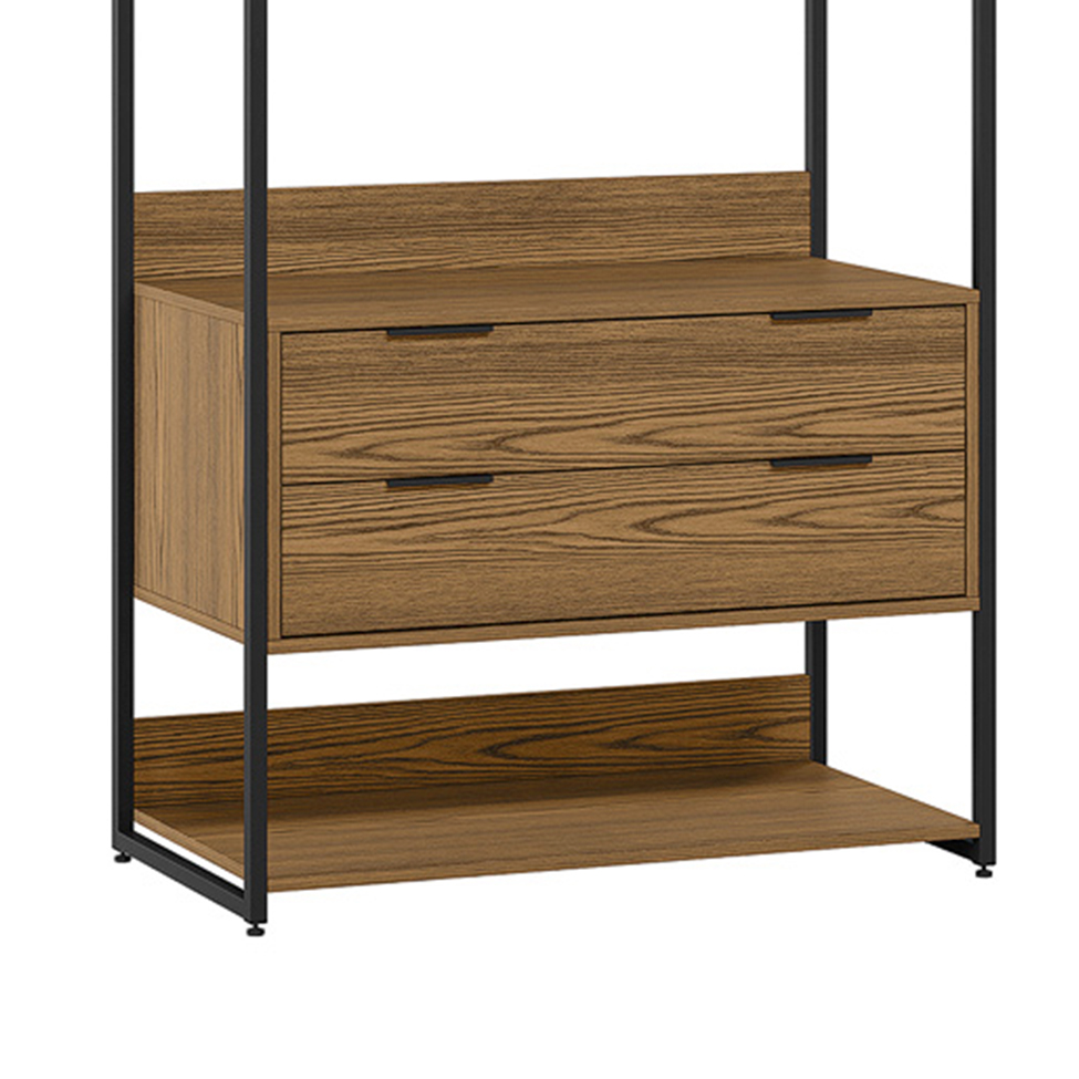 Guarda-Roupa Closet Industrial Mital com Cabideiro 2 GV Conhaque e Preto