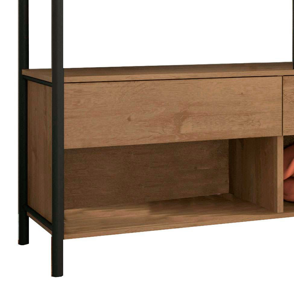 Guarda-Roupa Closet Michigan 2 Gavetas Preto e Marrom
