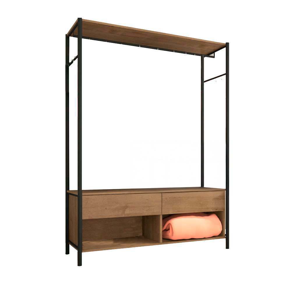 Guarda-Roupa Closet Michigan 2 Gavetas Preto e Marrom
