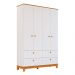Guarda-Roupa Infantil Biscoito 4 PT 4 GV Branco e Nature
