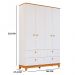 Guarda-Roupa Infantil Biscoito 4 PT 4 GV Branco e Nature