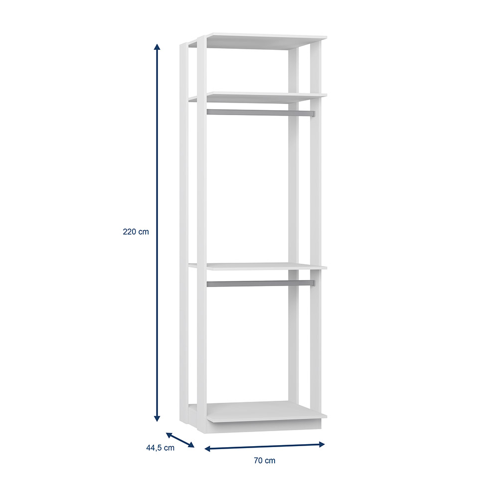 Guarda-Roupa Modulado Clothes com Cabideiro 3 Gavetas Branco
