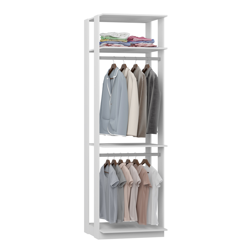 Guarda-Roupa Modulado Clothes com Cabideiro 3 Gavetas Branco