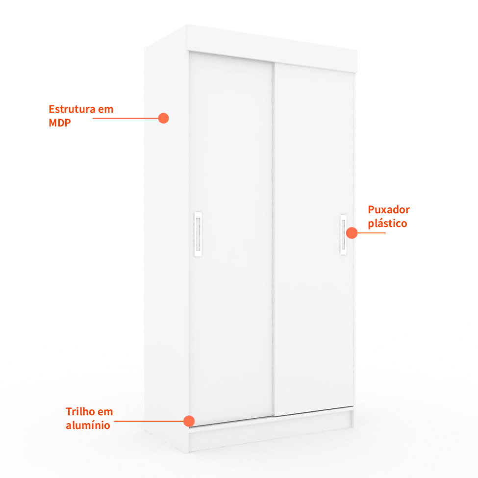 Guarda-Roupa Solteiro Berlim 2 Portas Branco