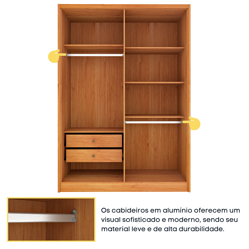Guarda-Roupa Solteiro Max 4 Portas 2 Gavetas Cinamomo