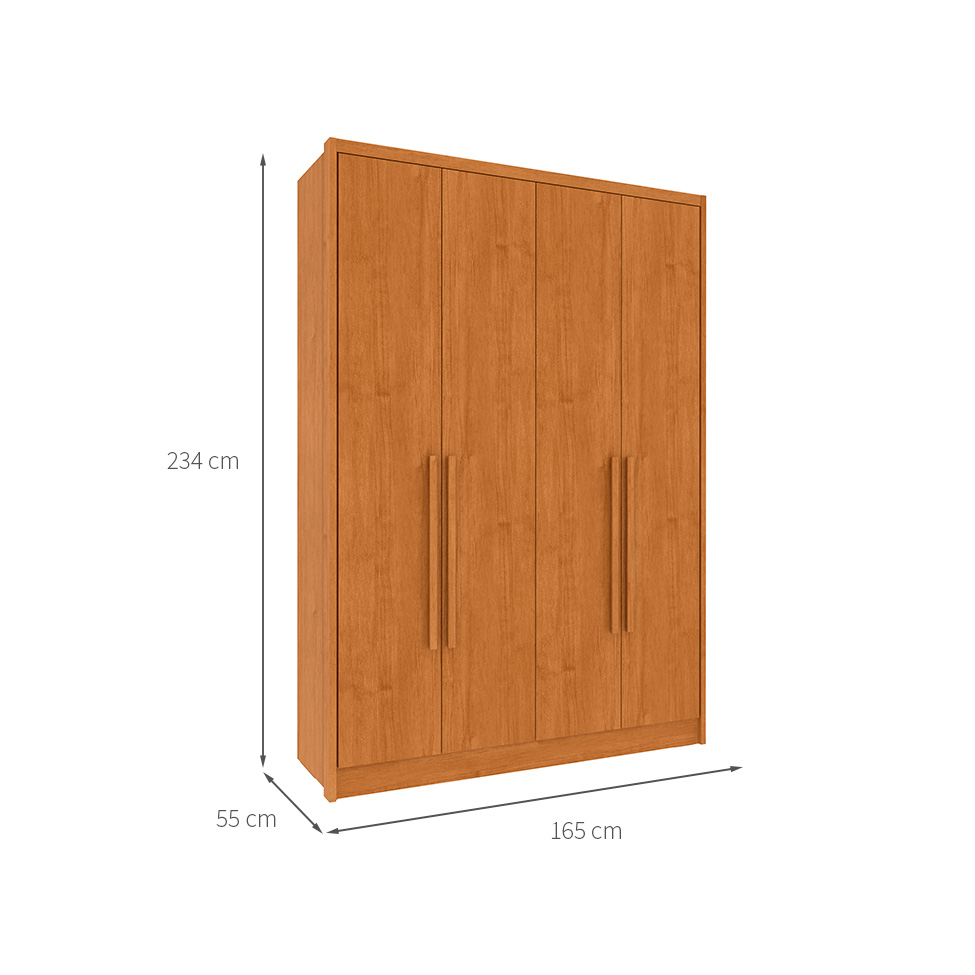 Guarda-Roupa Solteiro Max 4 Portas 2 Gavetas Cinamomo