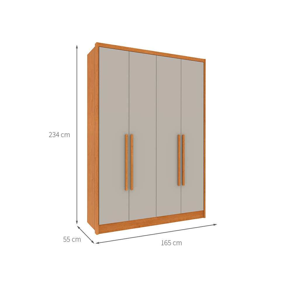 Guarda-Roupa Solteiro Max 4 Portas 2 Gavetas Cinamomo e Off White