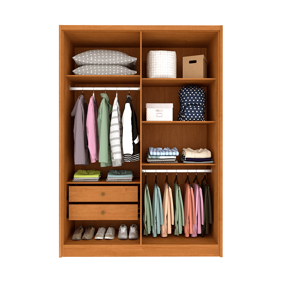 Guarda-Roupa Solteiro Max 4 Portas 2 Gavetas Cinamomo e Off White