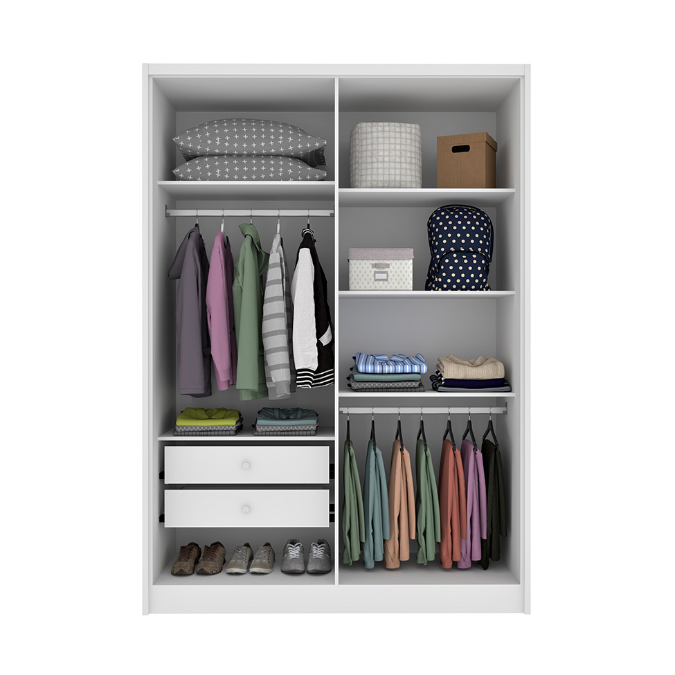 Guarda-Roupa Solteiro Max 4 Portas 2 Gavetas Neve
