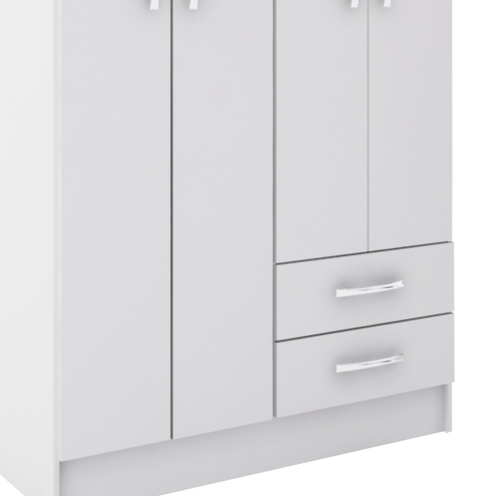 Guarda-Roupa Solteiro com Espelho Havana 4 Portas Branco