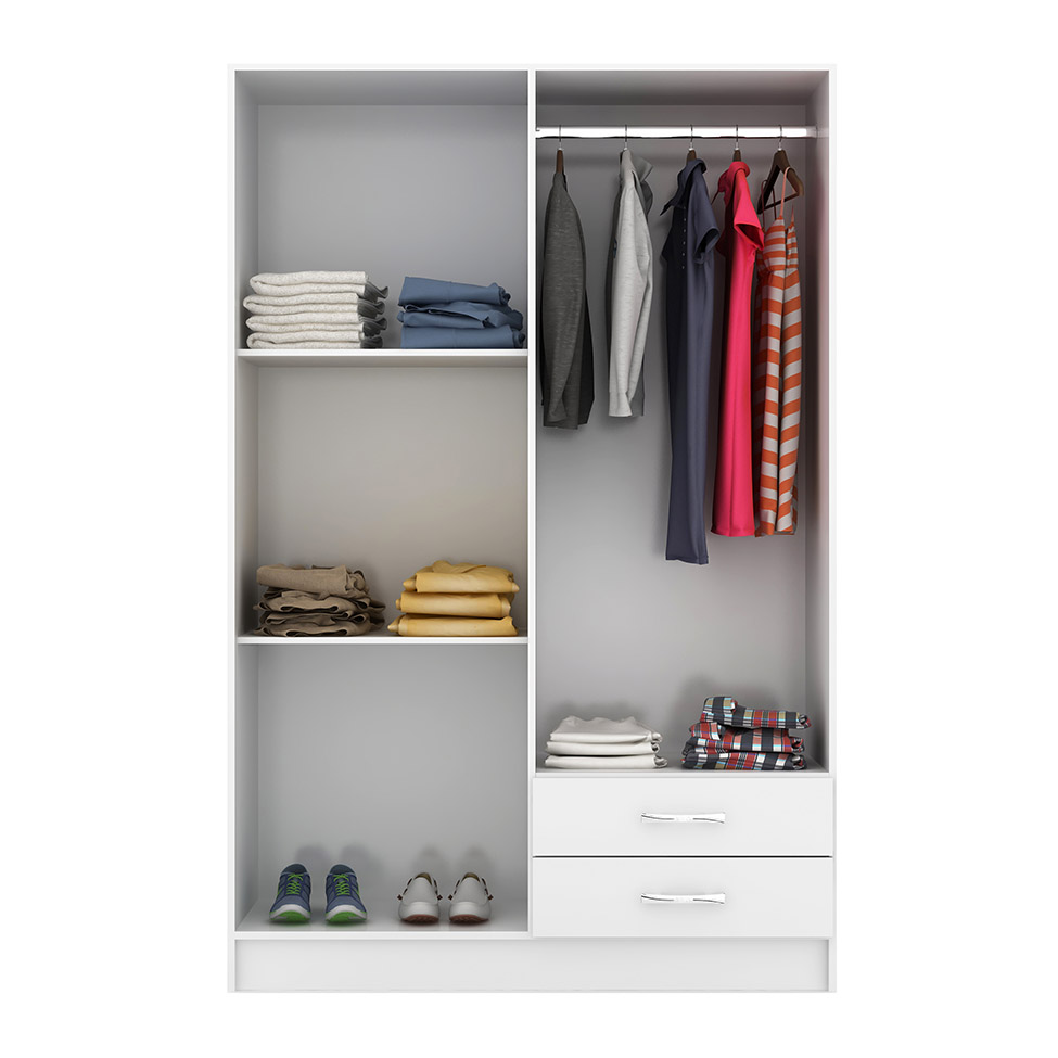 Guarda-Roupa Solteiro com Espelho Havana 4 Portas Branco