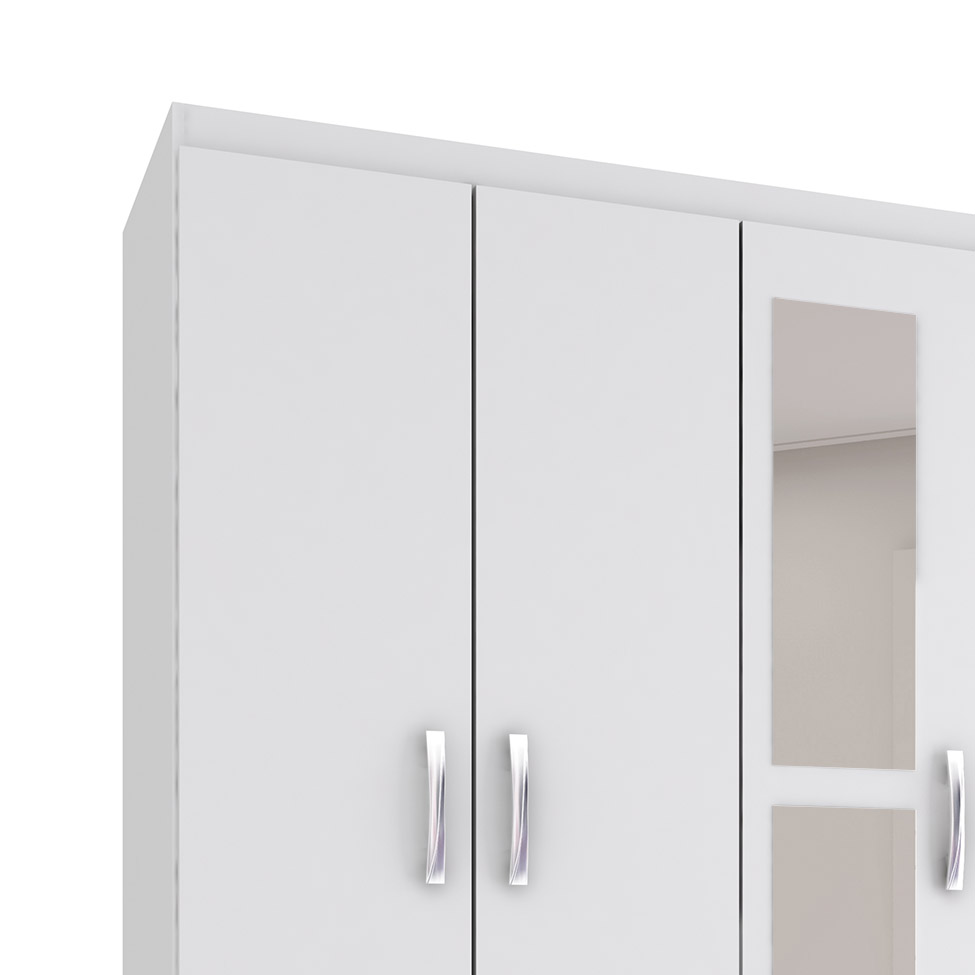 Guarda-Roupa Solteiro com Espelho Havana II 6 Portas Branco