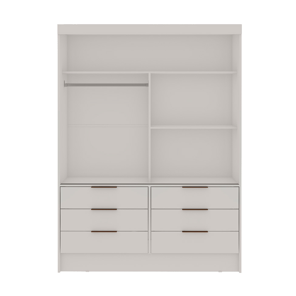 Guarda-Roupa Solteiro com Espelho Irati 2 Portas 6 Gavetas Branco