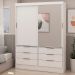 Guarda-Roupa Solteiro com Espelho Irati 2 Portas 6 Gavetas Branco