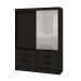 Guarda-Roupa Solteiro com Espelho Irati 2 Portas 6 Gavetas Preto