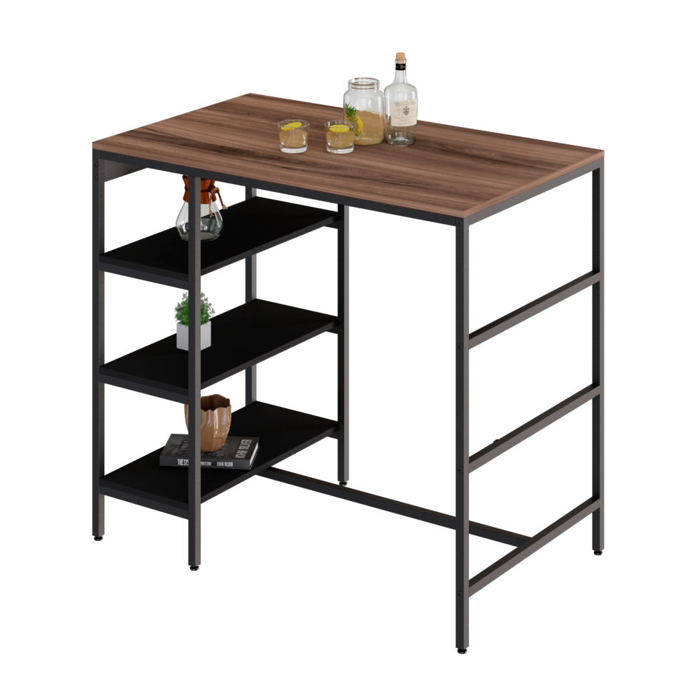 Mesa Bistrô Wooden Nogal e Preta