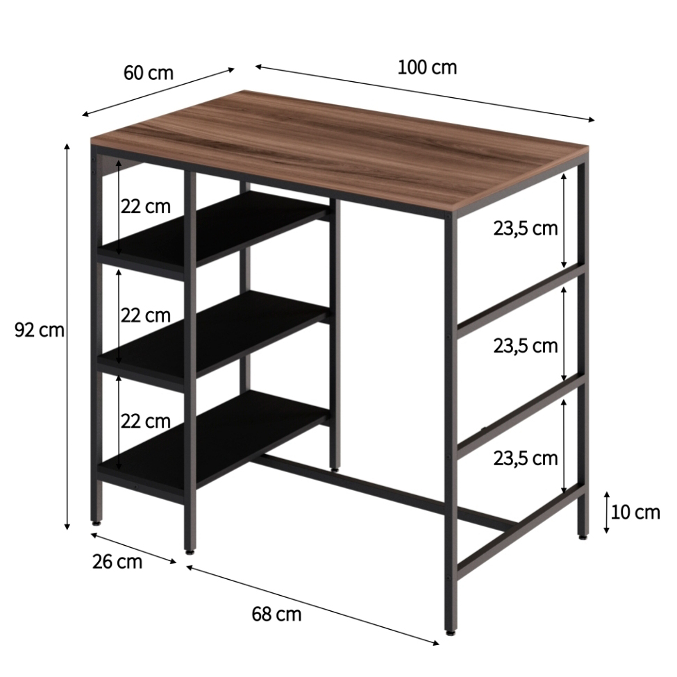 Mesa Bistrô Wooden Nogal e Preta